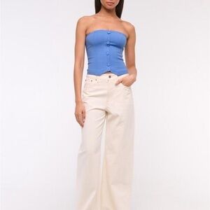 Abercrombie & Fitch Blue Strapless Corset Top